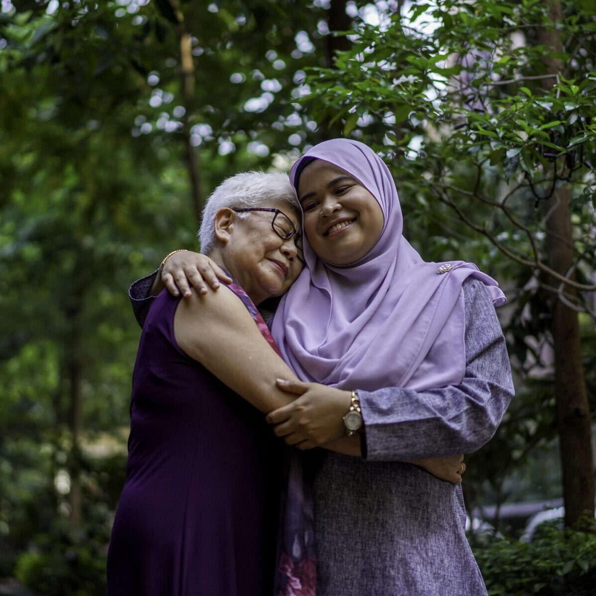 A hug says it all, multi-racial togetherness and strength
